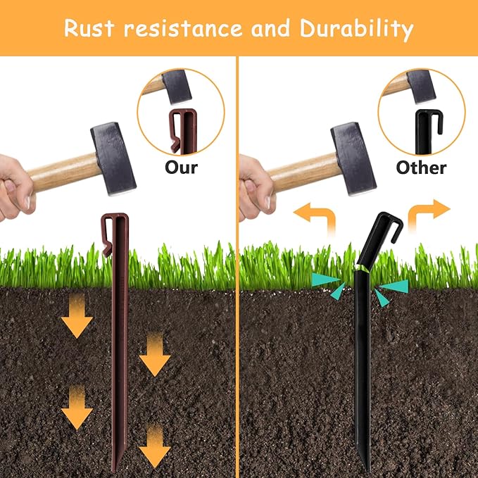 20-Pack-10 Inch Plastic Edging Nails,Side-Insert Nylon Landscape Anchoring Spikes，Landscape Stake for Paver Edging, Weed Barrier& More