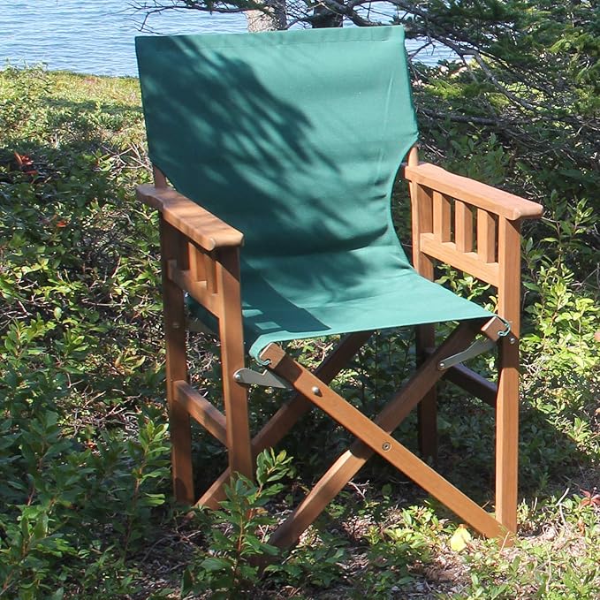 BYER OF MAINE Pangean Campaign Chair, Portable Hardwood Folding Chair with Heavy-Duty Canvas Seat Material. Ideal Patio, Deck & Camping Seat 20″D × 23″W × 36″H, 250 lbs Capacity, Green