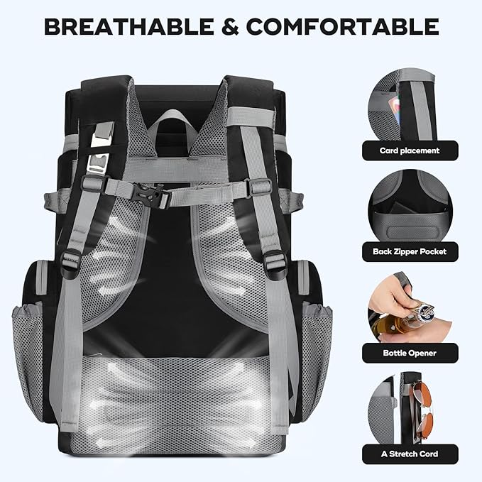 Maelstrom Cooler Backpack,50 Can Insulated Soft Backpack Cooler,Portable Lightweight Leakproof Cooler Bag,Large Capacity Beach Cooler,Waterproof Lunch Backpack for Men Women
