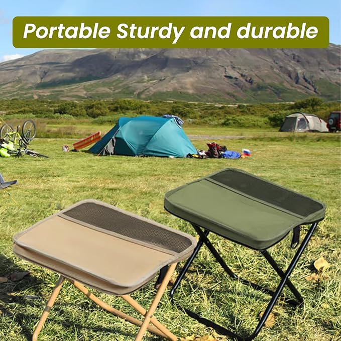 Foldable Portable Backpack Stool|Collapsible Stool for Camping,Hiking |Lightweight Ultralight Pocket Chair|Capacity 330LBS|Outdoor Footstool for Travel Walking Fishing Picnic BBQ (Army Green, Large)