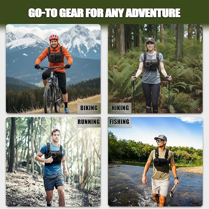 2-in-1 Convertible Chest Pack and Hydration Backpack with 2.5L Bladder, Hydration Vest for Women Men Outdoor Hiking Gravel Cycling Mountain Biking Running