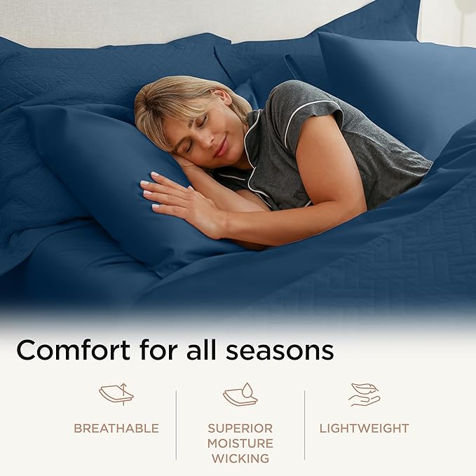 Threadmill Luxury Cotton Blankets for Queen Size Bed | All-Season 100% Cotton Queen Size Blanket | Criss Cross Cozy Lightweight, Soft Breathable Coverlet fits Full Size Bed, 90x92 | Folkstone Blue