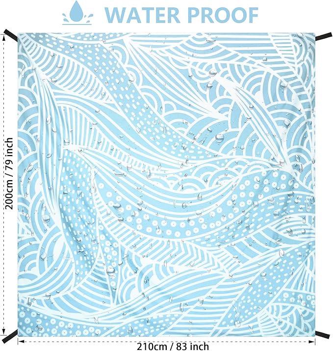 Beach Blanket, Sandproof Beach Mat, Waterproof Quick Drying Lightweight Outdoor Aztec Picnic Mat 79" X 83"/120"x108" for 2-8 Adults for Travel, Camping, Hiking