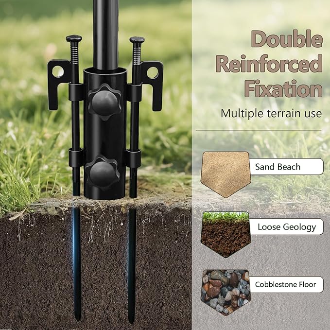 Camping Tarp with Poles & Retainer,15x12.5FT Large Waterproof 210D Oxford Cloth Camping Canopy, Anti-UV UPF100+ Tent Tarp for Outdoor, Picnic, Car, Hammock, Backpacking (Khaki)