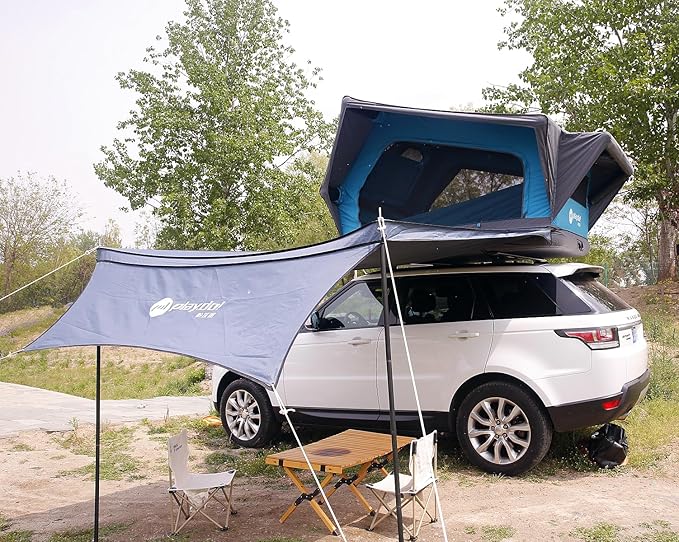UNISTRENGH Waterproof Rooftop Tent, Portable Inflation Roof Top Tents Softshell, Pop up Roof-top Tent Camping for Jeep SUV Van Truck Car Tents with LED Lighting