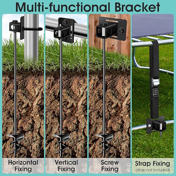 26" Ground Anchors Screw-in Payivsve, Multi-Purpose Trampoline Stakes Heavy Duty, 3" Wider Spiral Mobile Home Anchors Hurricane Earth Anchor for Trampoline, Shed, Swing Sets, Carports(26"-2pcs)