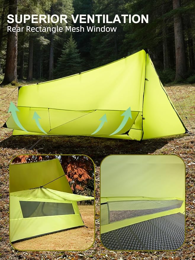 TOMOUNT Ultralight Bivy Tent 15D Nylon Trekking Pole Tent for one Person,Lightweight Backpacking Tent,Waterproof Windproof Tents for Climbing,Camping,Hiking,Trekking