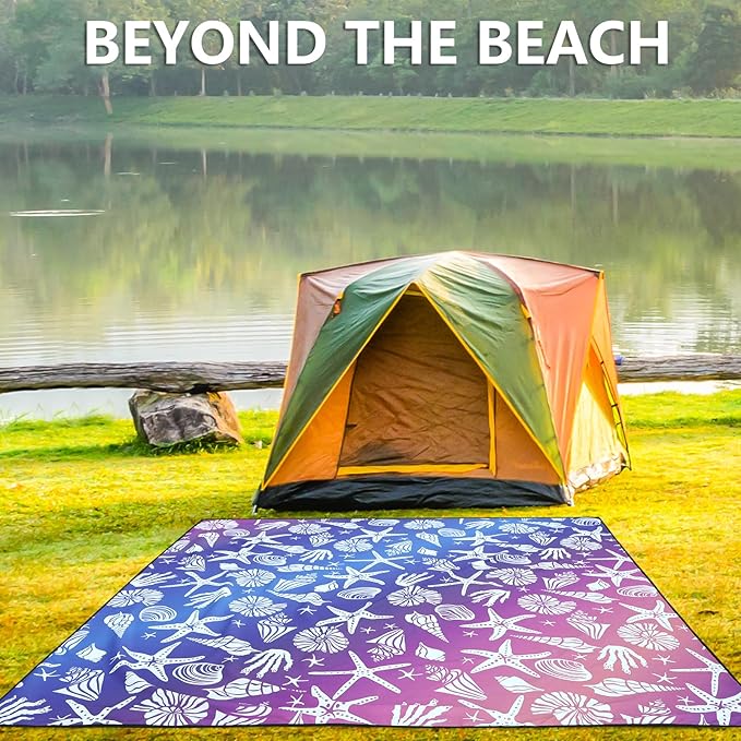 Beach Blanket, Sandproof Beach Mat, Waterproof Quick Drying Lightweight Outdoor Aztec Picnic Mat 79" X 83"/120"x108" for 2-8 Adults for Travel, Camping, Hiking