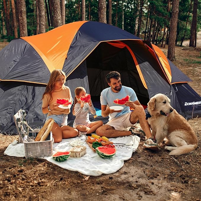 EchoSmile 10/12 Person Camping Tent Waterproof Windproof Tent with Rainfly Easy Set up for Outdoor Family Camping, Party