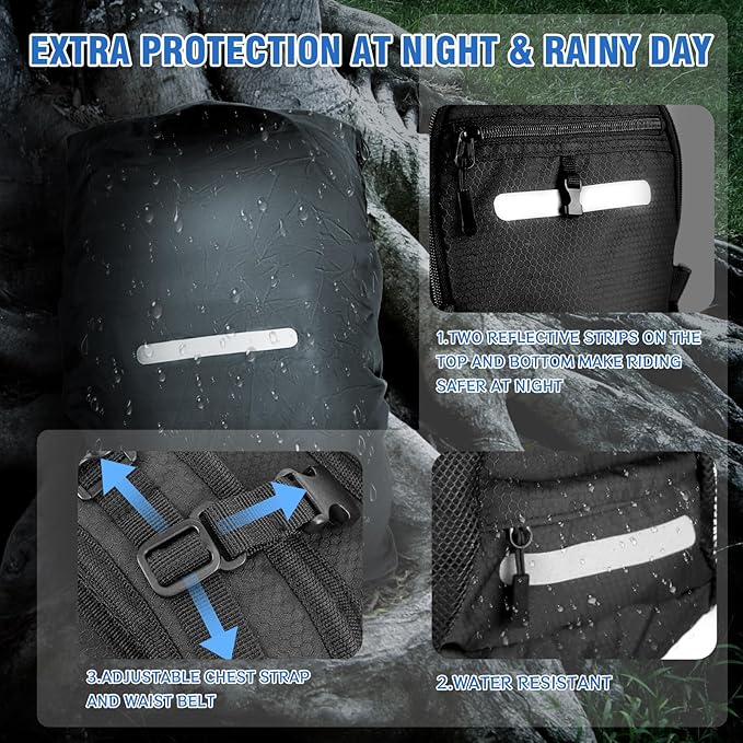 20L Hydration Backpack with 3L Water Bladder Water Backpack for Hiking Hydration Pack Insulated Daypack for Commuting Black