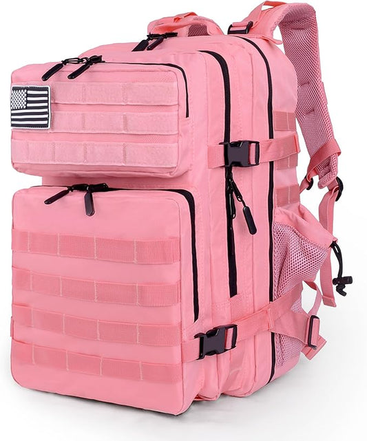 LUPU TACTICAL 45L Backpack for Men and Women 3 Days Assault Pack Outdoor Travel Hiking Camping Rucksack with Molle Webbing (Pink)