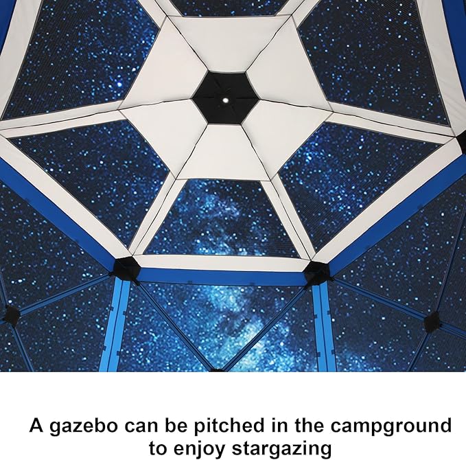 COBIZI 12x12 FT Pop Up Canopy Stargazing Tent, Gazebos On Clearance with Removable Roof,Instant Screened in Gazebo, Screen Tents Portable carpas para Patio for Outdoor Camping,Backyard, Garden, Blue