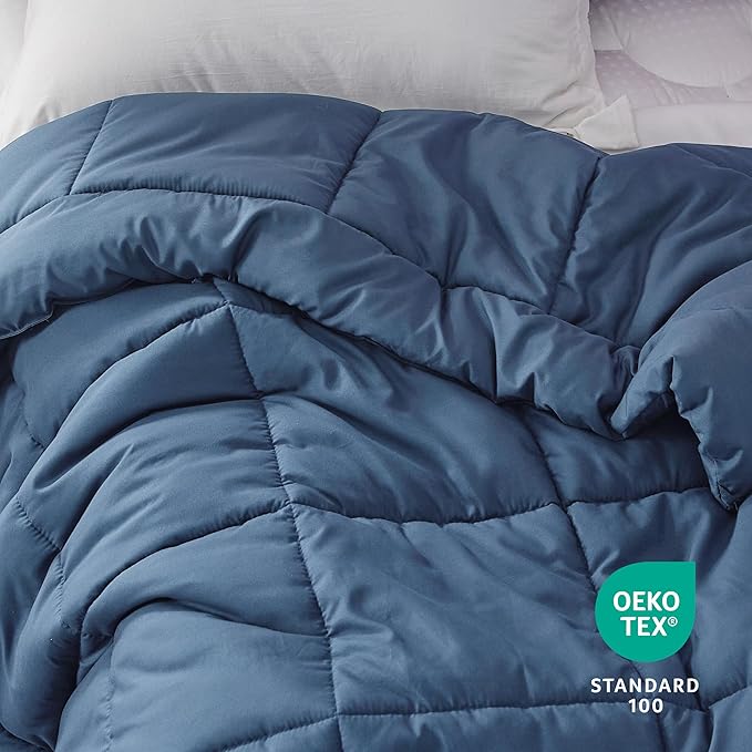 Bedsure Comforter Duvet Insert - Quilted Comforters Twin Size, All Season Duvet, GentleSoft Down Alternative Bedding, with 8 Tabs, Gifts for Women/Men, Dark Slate Blue, Twin 88 x 68 Inches