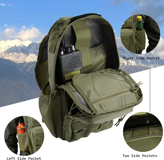Rover Sling Pack Tactical Shoulder Sling Bag Backpack with Bottle Holder Crossbody Chest Bag, Olive