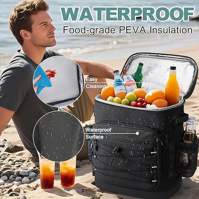 Large 52cans Cooler Backpack, Insulated, Waterproof, Leak Proof, 30L Large Capacity