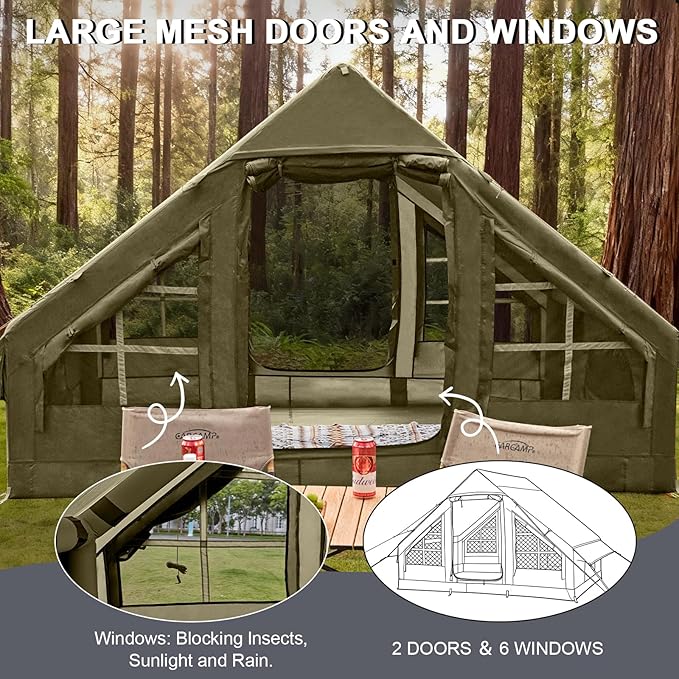 Inflatable Tents for Camping,Easy Blow Up Tent with Hand Pump,4 Seasons Waterproof Air Inflatable Camping Tent House for Family Weekend Camping