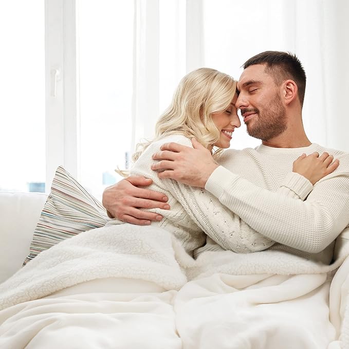 Bedsure GentleSoft Sherpa Fleece Throw Blanket Twin Size for Couch - Thick and Warm, Soft Fuzzy Plush Twin Blanket for Winter, Cream, 60x80 Inches