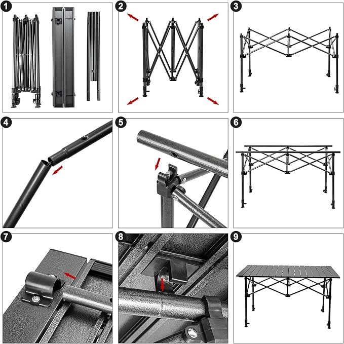 Night Cat Foldable Camping Table: Outdoor Table with Storage Basket