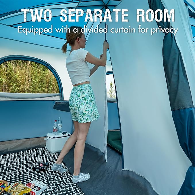 PORTAL 6 | 8 | 10 Person Family Camping Tent with Porch, Big Family Camping Tent with Tall Height, Good Ventilation, Water Resitant Large Tent for Outdoor Camping, Backyard