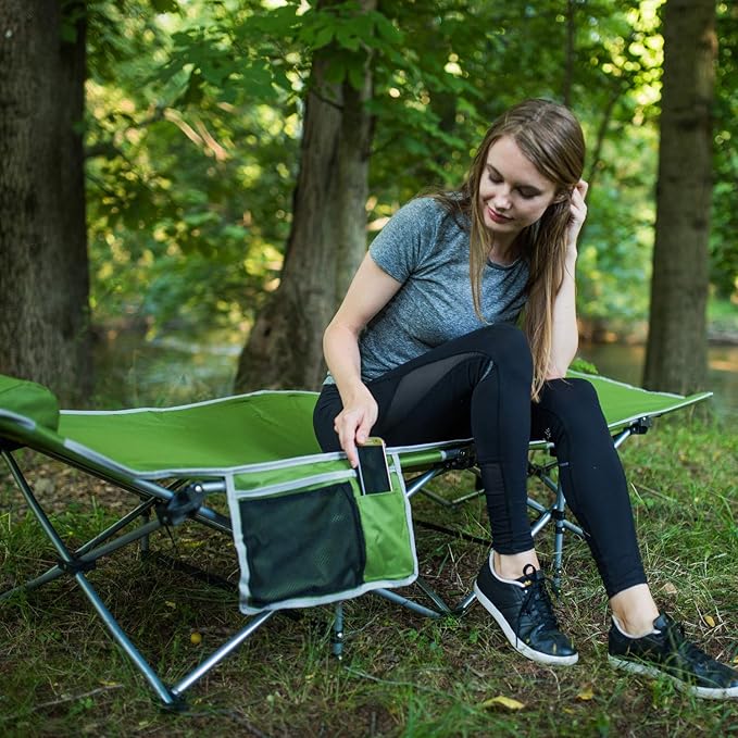 Alpcour Folding Camping Cot – Deluxe Collapsible Single Person Bed in a Bag w/Pillow for Indoor & Outdoor Use – Ultra Lightweight, Comfortable, Heavy Duty Design Holds Adults & Kids Up to 300 Lbs