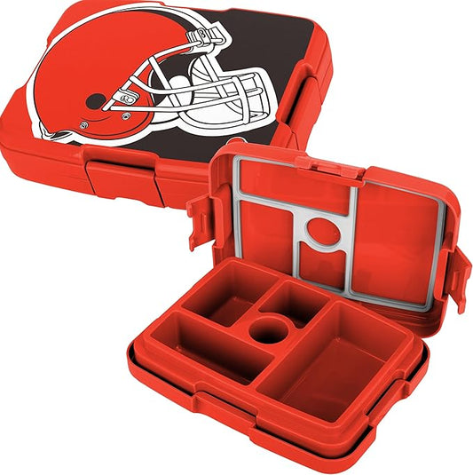 FOCO NFL Unisex-Adult Officially Licensed 2-Tone Big Logo Team Color Football Leak Proof 5 Compartment Bento Lunch Box - Cleveland Browns