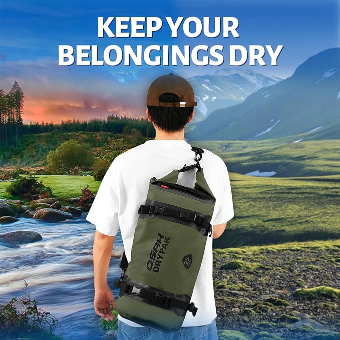 25L Waterproof Dry Bag - Motorcycle Luggage Tail Bag with Straps for Back Seat, Roll Top Lightweight Waterproof Backpack Sack for Travel, Swimming, Boating, Kayaking, Camping and Beach