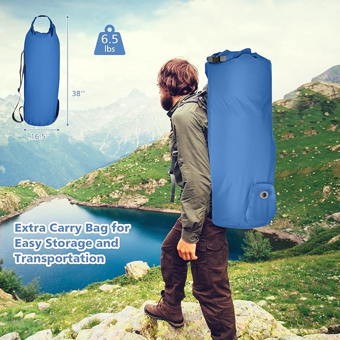 Giantex 4 Inch Self Inflating Camping Mat, Blue, Waterproof & Durable TPU Material, Portable & Lightweight Design