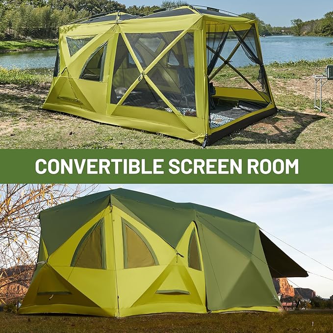 TIMBER RIDGE 4/6/8 Person Instant Pop Up Cabin Tent, Easy 60 Second Setup, Weather Resistant Camping Family Hub Tent with Rain Fly and Carry Bag for Outdoor Camping & Overlanding