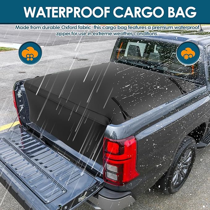 Truck Bed Cargo Bag, 26 Cubic Feet Waterproof Truck Bed Storage with 6 Tie Down Straps, Car Waterproof Cargo Carrier Bag for Pickup Truck Travel