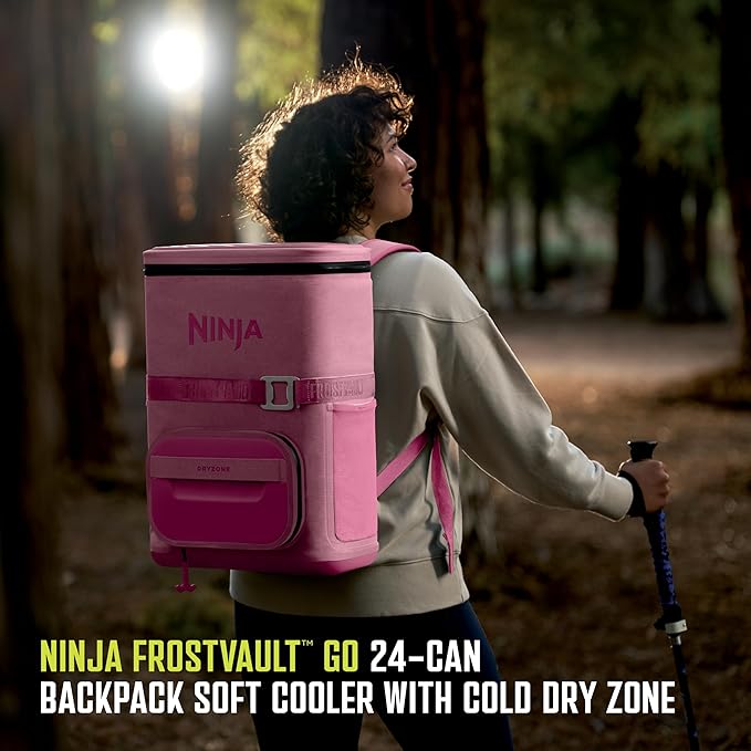 Ninja FrostVault Go Can Soft Cooler, 24/36 Can, Leak Proof, Built-In Cup Holder, 2 Ice Packs & Dry Storage Drawer, Polyester Insulation, Hiking, Camping, Picnic