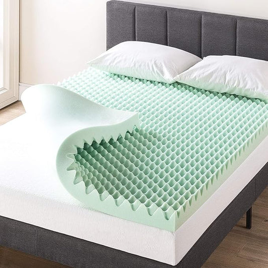 Best Price Mattress 4 Inch Egg Crate Memory Foam Mattress Topper with Calming Aloe Infusion, CertiPUR-US Certified, Short Queen