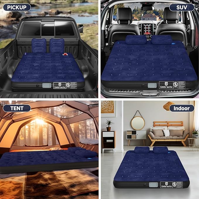 Umbrauto Air Mattress for 5.5-6.5 ft Short Bed Full-Size Trucks, Pickup Truck Airbed Mattress with Cordless Rechargeable Pump for Outdoor Travel