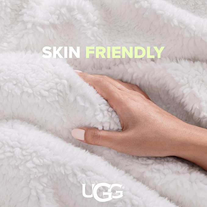 UGG Bliss Throw Blanket Plush Soft Fleece Fluffy Blankets for Bed or Couch Oversized Warm Reversible Machine Washable Medium Weight Home Decor Giftable Throw, 50-inch x 70-inch, Quartz Pink