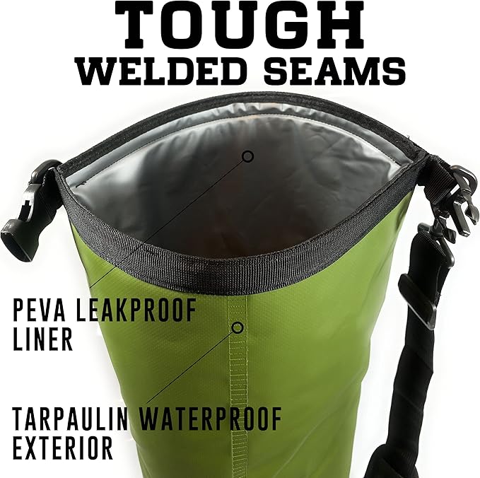 Enthusiast Gear Insulated Dry Bag Floating Cooler – 10L / 15L / 25L Roll Top, Leak Proof, Waterproof, Collapsible, with Padded Shoulder Strap - Perfect for Kayaking Fishing Beach