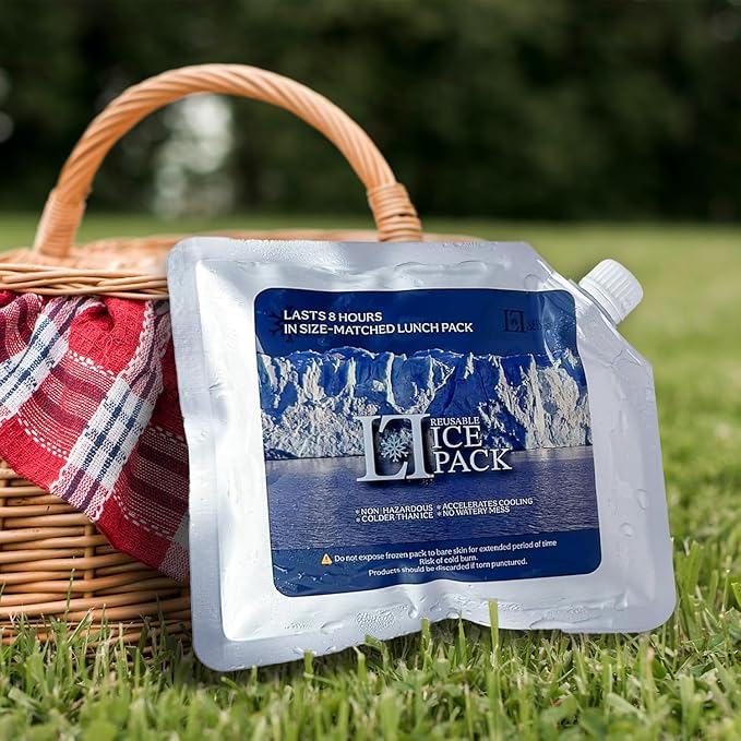 LL Home & Decor • Reusable Ice Packs for Coolers – Pack of 5 Slim Long-Lasting Gel Freezer Packs, Durable & Leak-Proof, Perfect for Lunch Bags, Camping, Fishing, and Picnics
