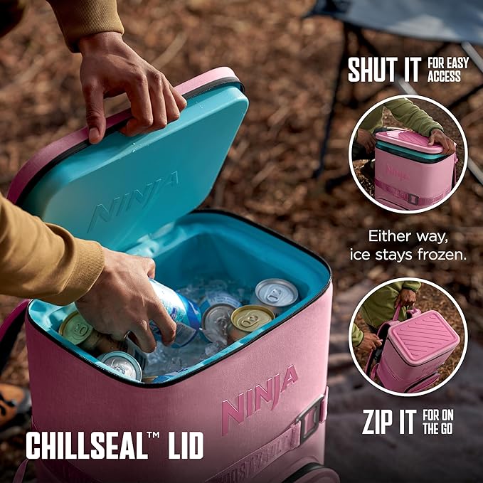 Ninja FrostVault Go Can Soft Cooler, 24/36 Can, Leak Proof, Built-In Cup Holder, 2 Ice Packs & Dry Storage Drawer, Polyester Insulation, Hiking, Camping, Picnic