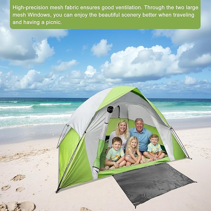 XL 6 Person Dome Camping Tent, Double Layer Waterproof, Removable Rain Fly, for Outdoor Hiking, Fishing (6 People Green)