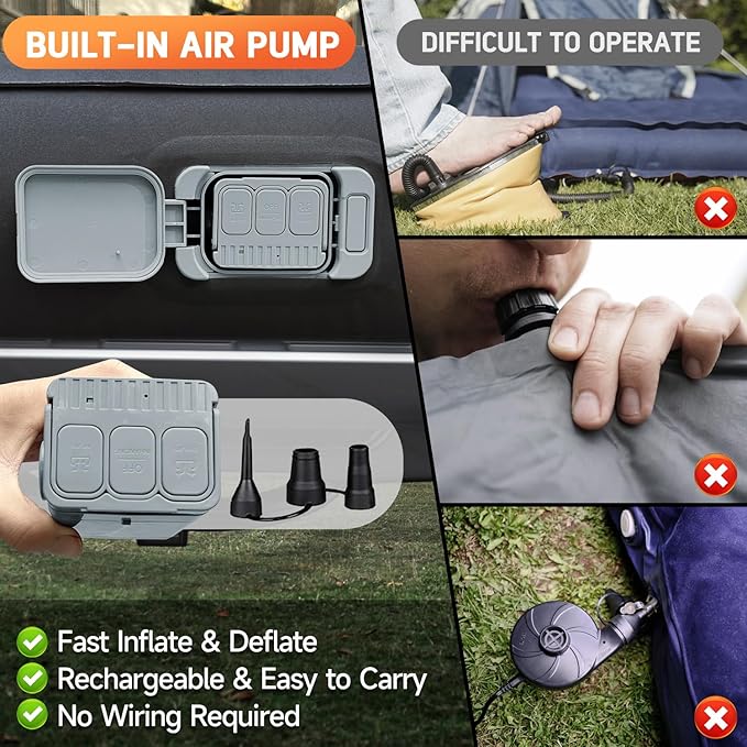 Umbrauto Truck Bed Air Mattress with Built in Pump for 5.5-5.8ft Short Beds, Upgraded Peach-Skin Surface Inflatable Airbed for Truck Tents, Camping, and Travel