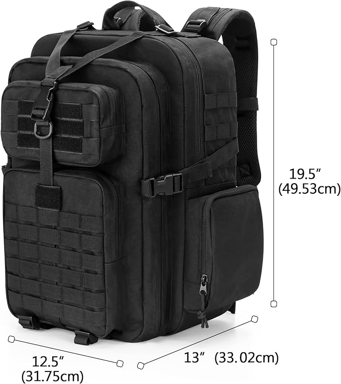 Damero Medical Tactical Backpack, Medical Supplies Bag First Aid Rucksack with Top Y-Strap for Hiking, Trekking Hunting Camping, Black (Bag Only)