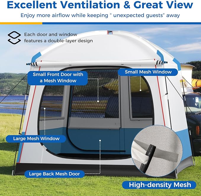 Goplus 3-5 Person Camping Tent, Portable Cabin Shelter w/Large Double-Layer Mesh Front Door, Mesh Screen Windows, Carry Bag, Waterproof & Windproof Large Family Tent for Backpacking Hiking Trip