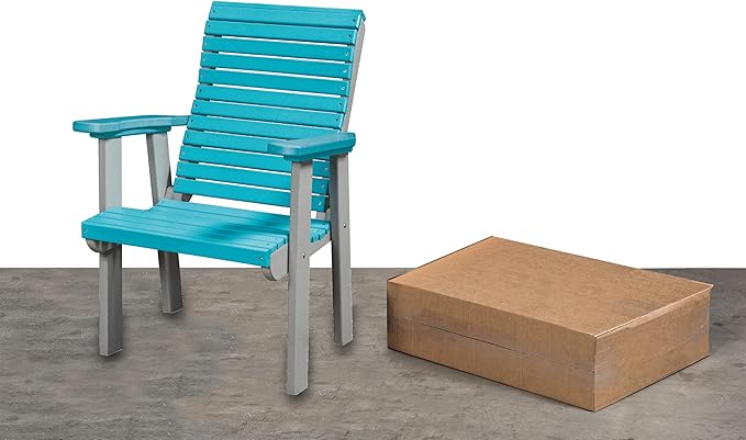 DutchCrafters Modern Horizontal Slat High Back Poly Outdoor Patio Chair (Tudor Brown & Weatherwood)