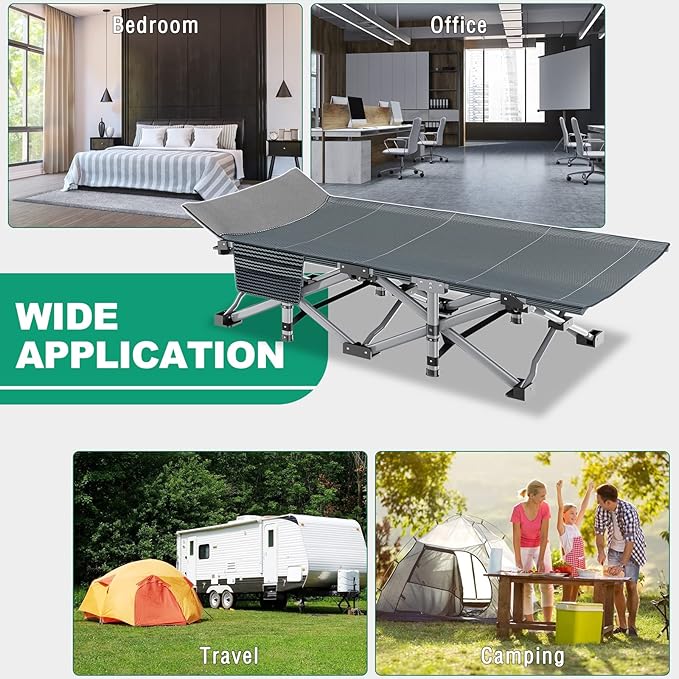 ABORON Camping Cot for Adults, Folding Sleeping Cot with Mattress, 500 lb Capacity Heavy Duty Outdoor Folding Sleeping Bed, Portable Cot Bed for Camping, Indoor Guest Use, Home & Travel