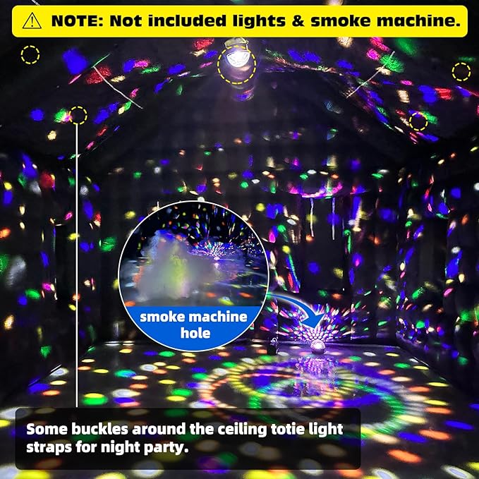 WARSUN 30x20x13Ft Inflatable Nightclub with Two 680W Blowers Large Black Inflatable Night Club Party Tent Disco Cube Gazebo Event House for Birthday, School Events, Backyard Party, Rental Business