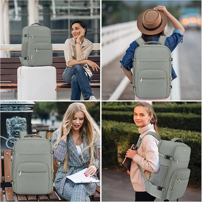 MOMUVO Travel Backpack Sets for Women,Carry On Backpack Flight Approved,Large Laptop Backpack Luggage Backpack with USB Charging Port,17.3 Inch