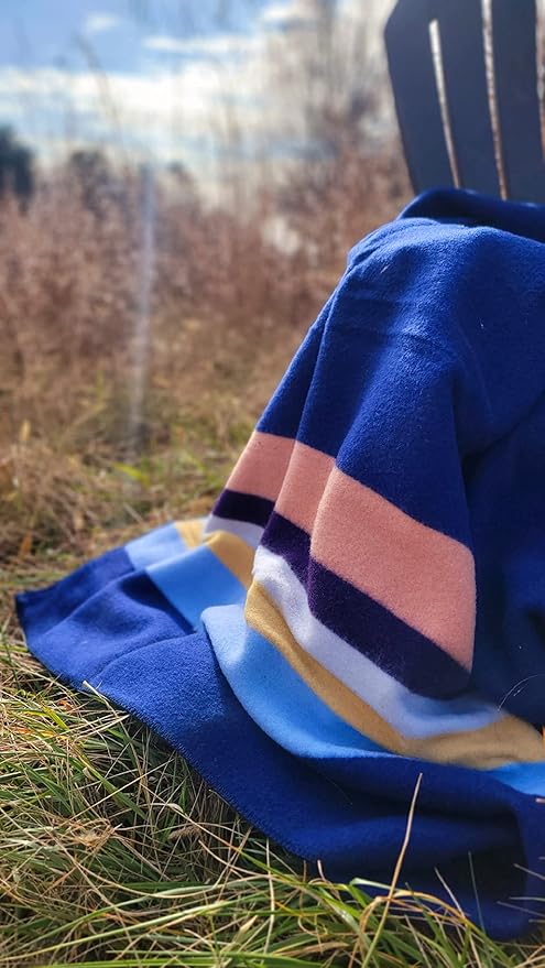Woolino Soft Merino Wool Blanket for Camping, Hiking, Outdoor Events - Full Queen Bed - Pacific Nights