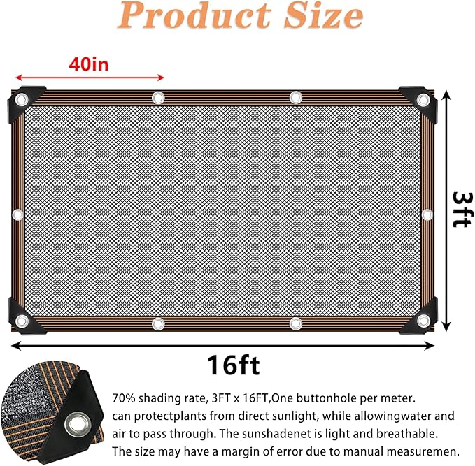 Shade Cloth - for Plants Greenhouse, 70% Sunblock Shade Sails -for Outdoor Garden Pergola Patio Lawn Sun Shade Cloths for Kennel Chicken Coop Easier to Hang Plant Shade Net Cover