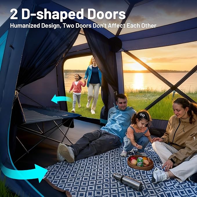 TIMBER RIDGE 4/6/8 Person Instant Pop Up Cabin Tent, Easy 60 Second Setup, Weather Resistant Camping Family Hub Tent with Rain Fly and Carry Bag for Outdoor Camping & Overlanding
