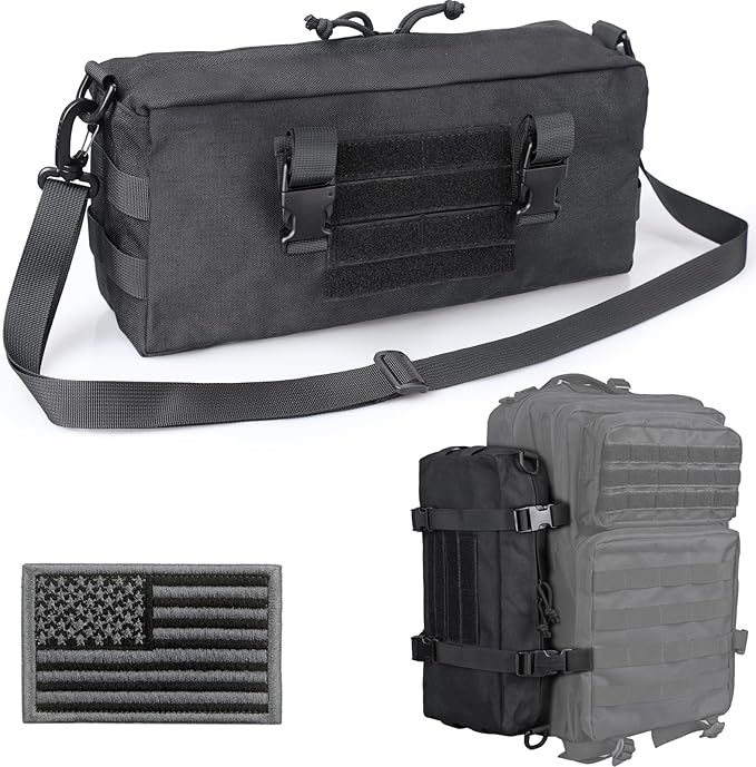 WYNEX Large Molle Pouch, Tactical Molle Bag Vertical Admin Pouch, Modular Utility Pouch Increment Side Pouch for Tactical Backpack Molle Rucksack Attachment, with Shoulder Strap For Use as Sling Bag