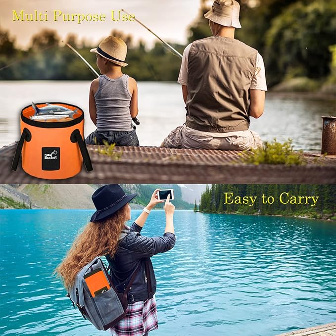 Esthesia Collapsible Bucket, 5 Gallon Portable Folding Water Container for Travelling, Camping, Hiking, Fishing, Gardening