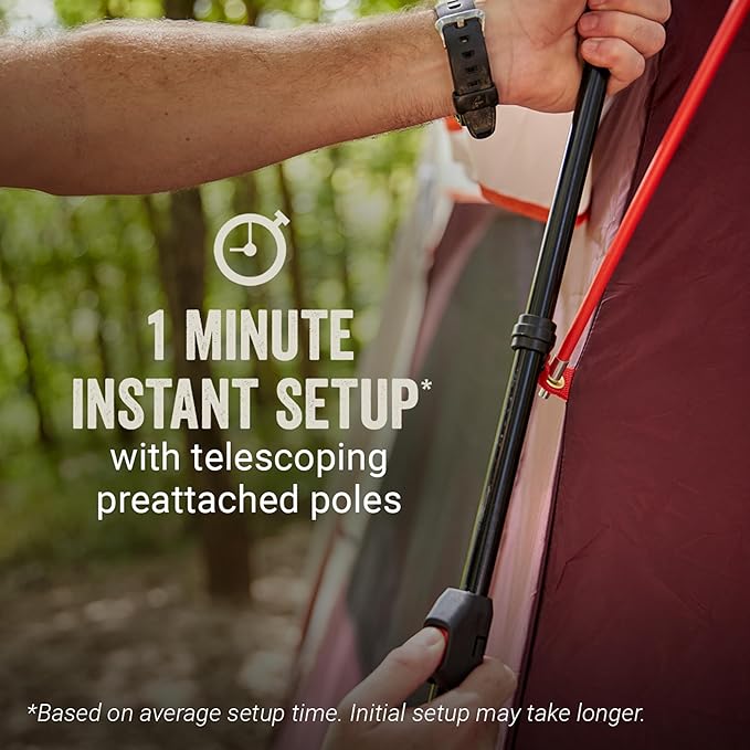 Coleman Skylodge Instant Tent with Rainfly, 4/6/8 Person Family Tent Sets Up in a Minute, Includes Pre-Attached Poles & Carry Bag, Made of PFAS-Free Materials
